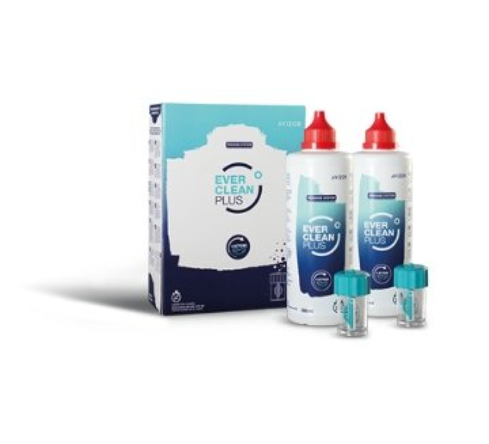 Product voor contactlenzen AVIZOR Ever Clean plus verpakking 2x350ml + 90cps
