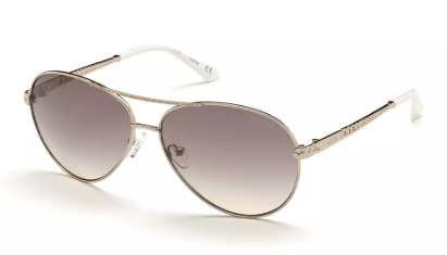 Lunettes De Soleil Guess GU7470-S Col. 28E – Monture Or Rose, Verres Marron – Style Aviateur – UV400